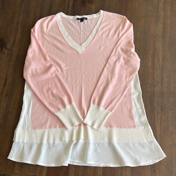 Tommy Hilfiger Woman's Layered Look Sweater, Size L, pink & white, tunic - Picture 1 of 12